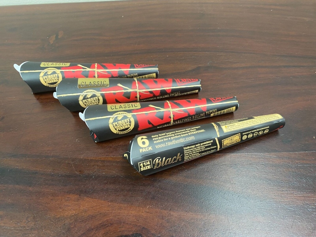 Raw Classic Black Cones 6Pk -1 1/4 Size